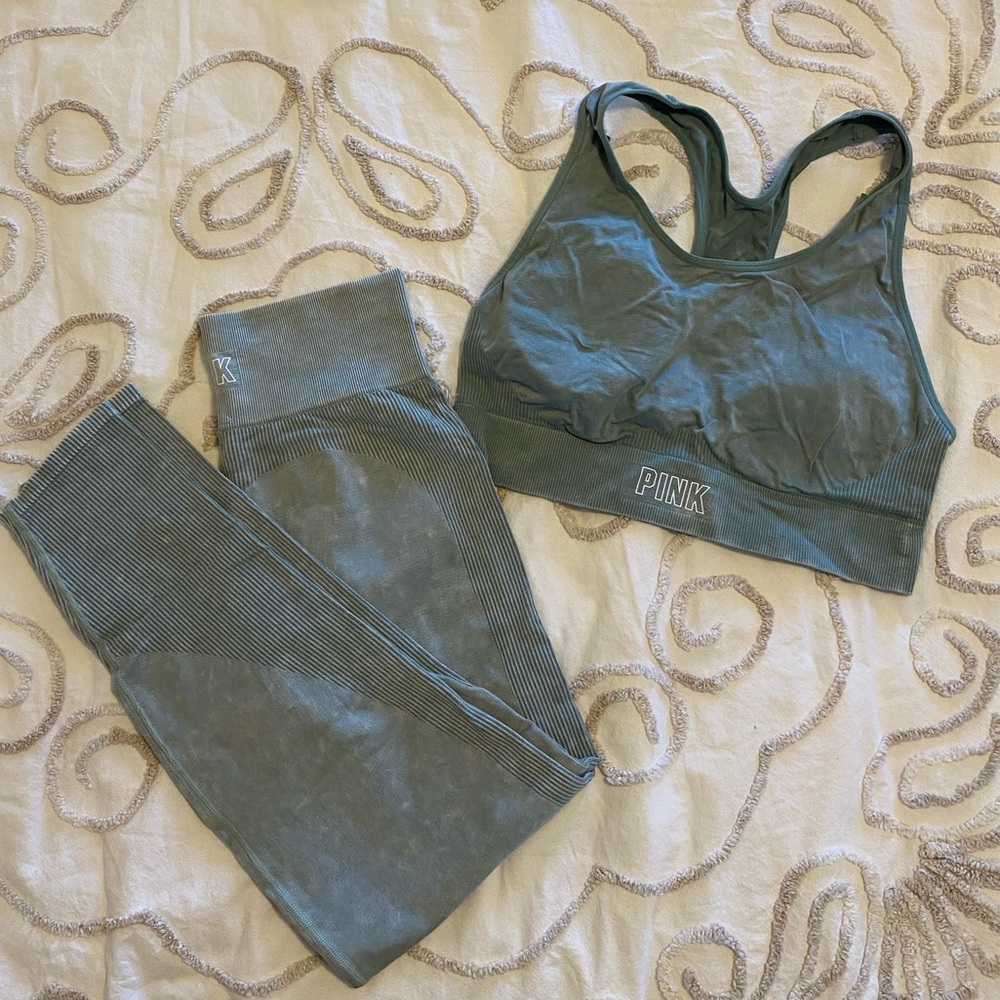 PINK Seamless High-Waisted Full Length Workout Tight & Sport Bra Bundle